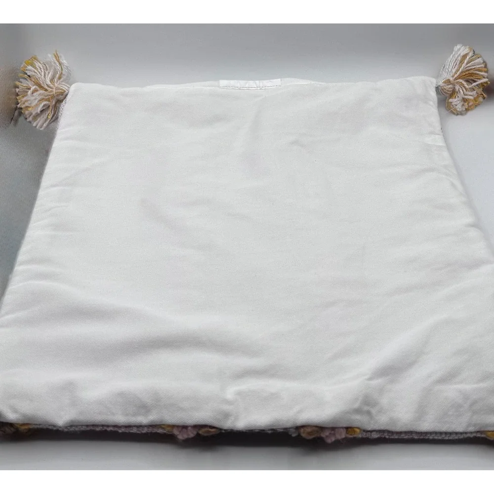Lot 4 Boho Textured Pillowcase Cover 18x18 Woven Tufted Tassels